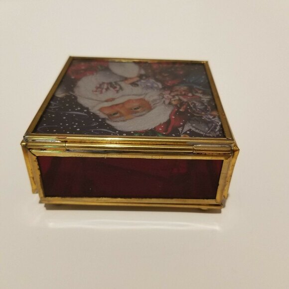 Vintage Via Vermont Santa Christmas Trinket, Jewelry Box 1994 - Picture 4 of 12